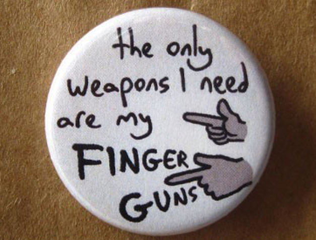 funny buttons finger guns